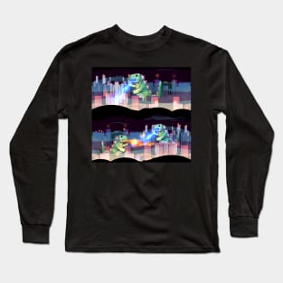 Kaiju lizard dinosaur fire-breathing t-rex mutant radioactive dragons on the rampage Long Sleeve T-Shirt